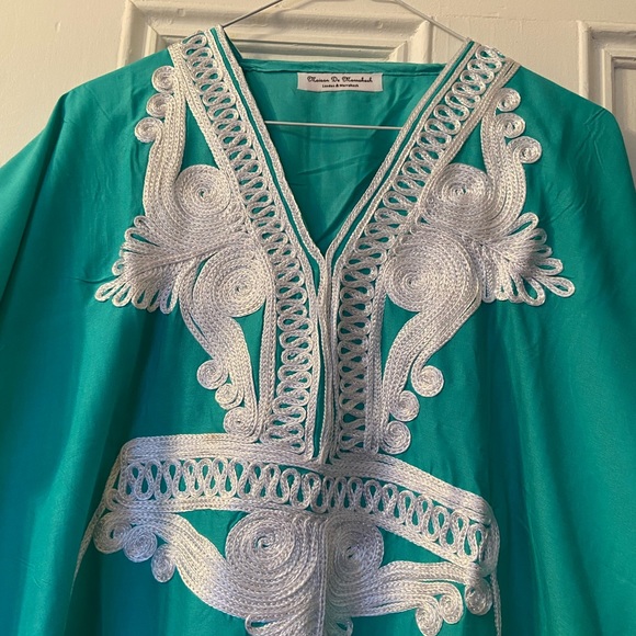 Summer Dress Teal Resortwear Caftan Kaftan, beach cover up, maternity wear - Picture 4 of 4